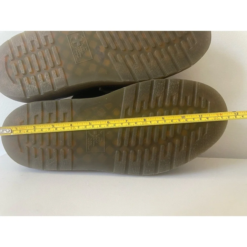 Dr. Martens Maxxy Slide Mens 12 Brown Leather Platform Buckle Sandals